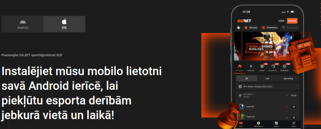 GGBet mobilā lietotne iOS
